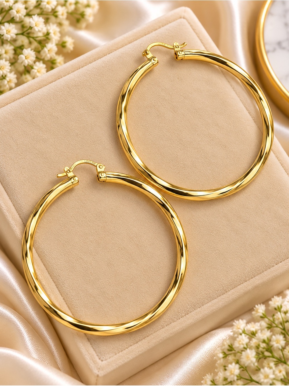 14K Gold Filled Large Twisted Hoop Earrings Classic Statement Jewelry
